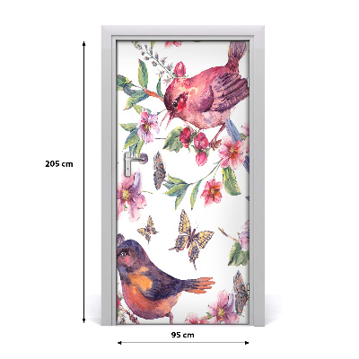 Self-adhesive door sticker Butterflies flowers