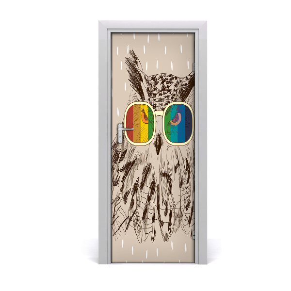 Self-adhesive door sticker Owls in glasses