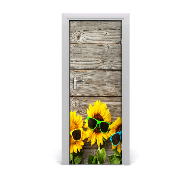 Door sticker Sunflowers glasses