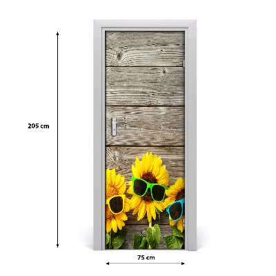 Door sticker Sunflowers glasses