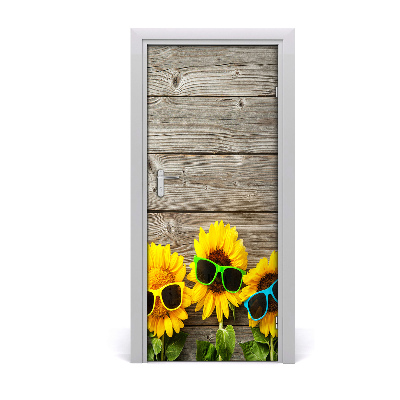 Door sticker Sunflowers glasses