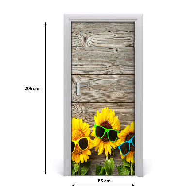 Door sticker Sunflowers glasses