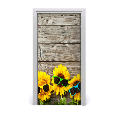 Door sticker Sunflowers glasses