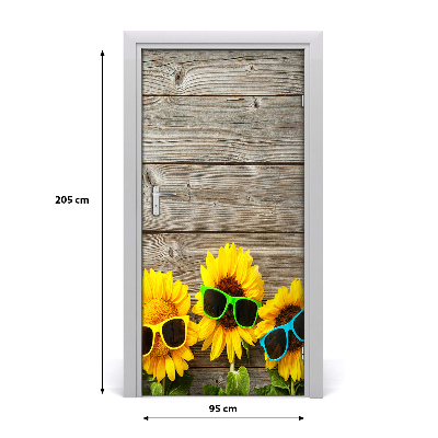 Door sticker Sunflowers glasses