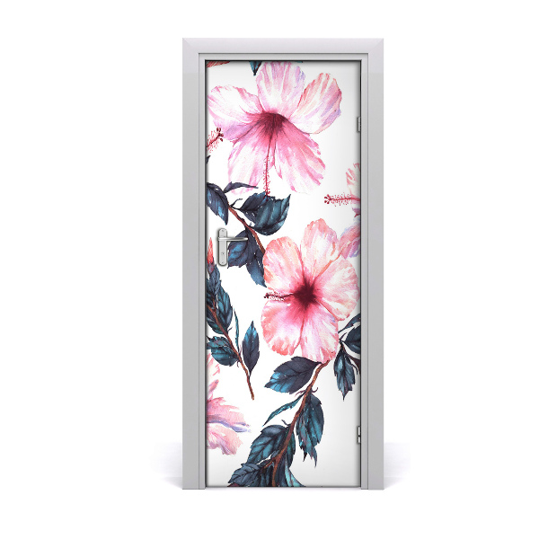 Self-adhesive door wallpaper Hibiscus