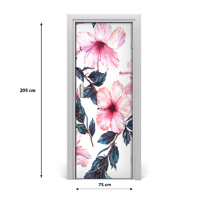 Self-adhesive door wallpaper Hibiscus