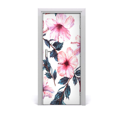 Self-adhesive door wallpaper Hibiscus