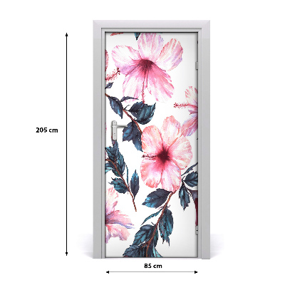 Self-adhesive door wallpaper Hibiscus