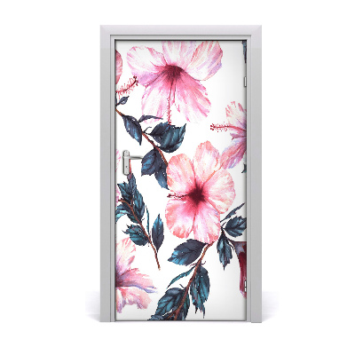 Self-adhesive door wallpaper Hibiscus