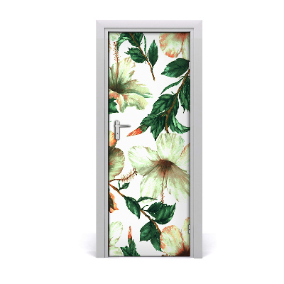 Self-adhesive door wallpaper Hibiscus