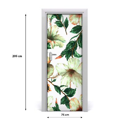 Self-adhesive door wallpaper Hibiscus