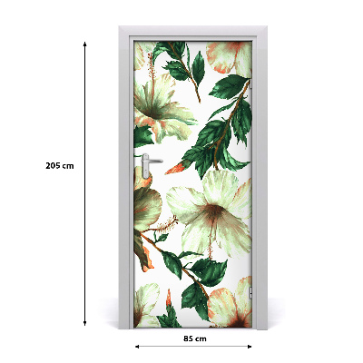 Self-adhesive door wallpaper Hibiscus