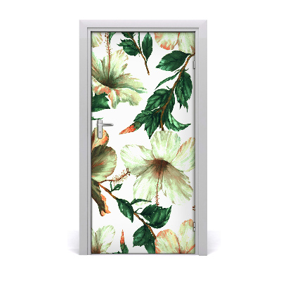 Self-adhesive door wallpaper Hibiscus