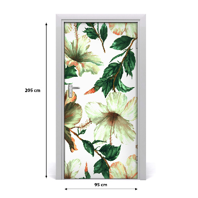 Self-adhesive door wallpaper Hibiscus