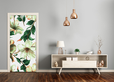 Self-adhesive door wallpaper Hibiscus