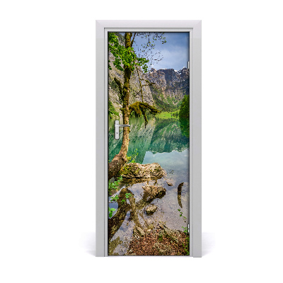 Self-adhesive door sticker Lake in the mountains