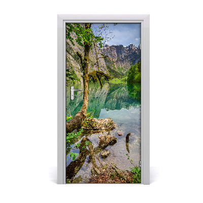 Self-adhesive door sticker Lake in the mountains