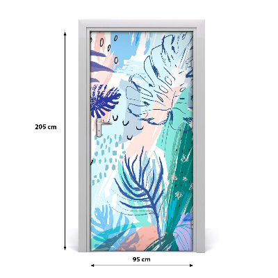 Self-adhesive door veneer Tropical leaves