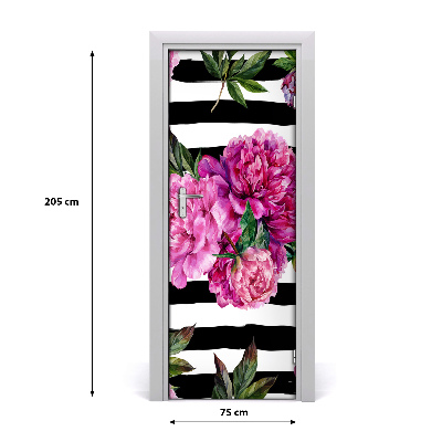 Self-adhesive door wallpaper Peonies