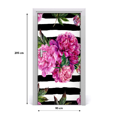 Self-adhesive door wallpaper Peonies