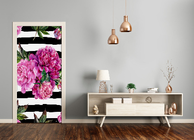 Self-adhesive door wallpaper Peonies