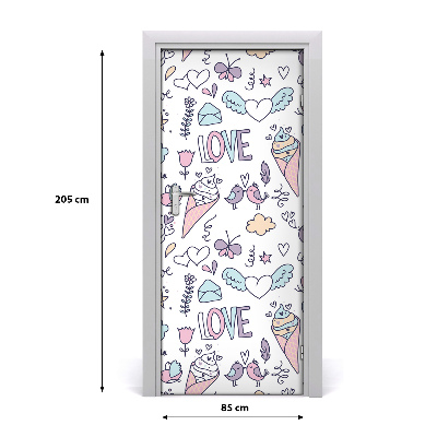 Self-adhesive door sticker Romantic pattern