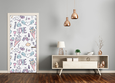 Self-adhesive door sticker Romantic pattern