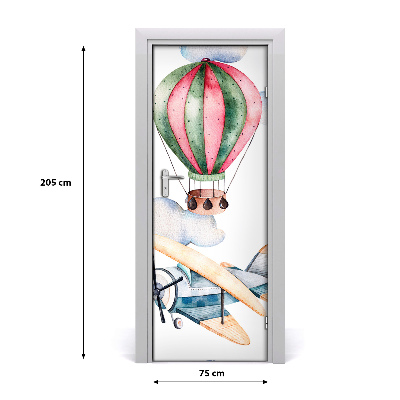 Self-adhesive door sticker Balloons and planes