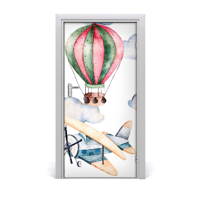 Self-adhesive door sticker Balloons and planes