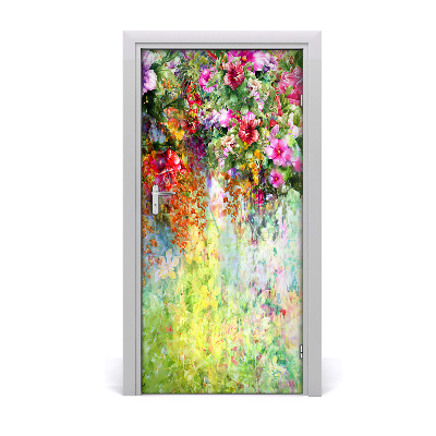 Door adhesive Colorful flowers