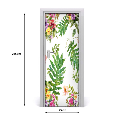 Self-adhesive door veneer Tropical flowers