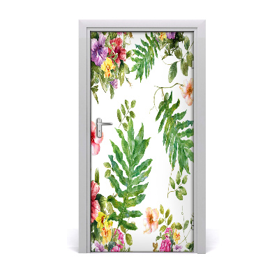 Self-adhesive door veneer Tropical flowers