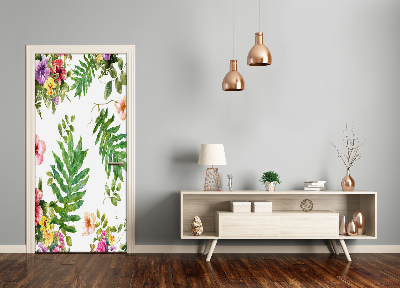 Self-adhesive door veneer Tropical flowers