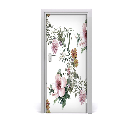 Self-adhesive door veneer Tropical flowers