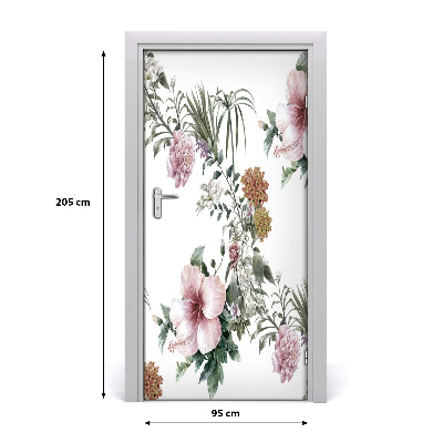 Self-adhesive door veneer Tropical flowers