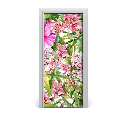 Self-adhesive door veneer Tropical flowers