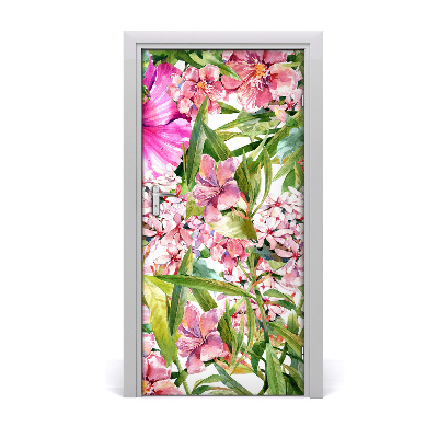 Self-adhesive door veneer Tropical flowers