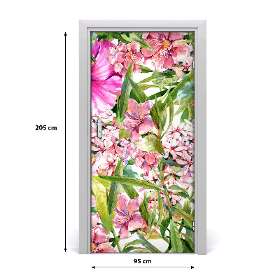 Self-adhesive door veneer Tropical flowers