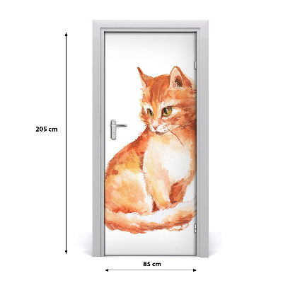 Self-adhesive door sticker Wall of red cat