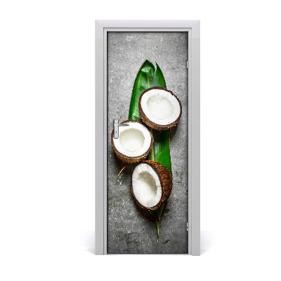 Self-adhesive door sticker Coconut on the leaf