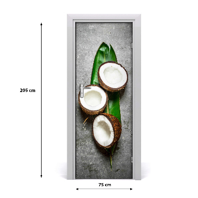 Self-adhesive door sticker Coconut on the leaf