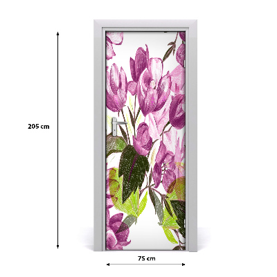 Self-adhesive door veneer Violet flowers