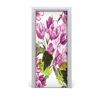 Self-adhesive door veneer Violet flowers