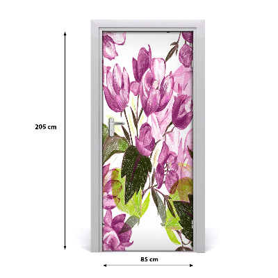 Self-adhesive door veneer Violet flowers