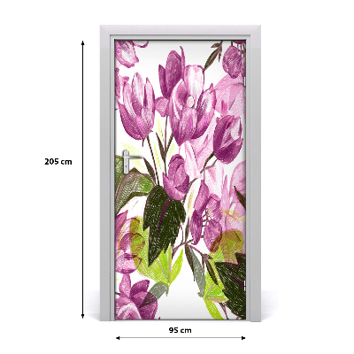 Self-adhesive door veneer Violet flowers