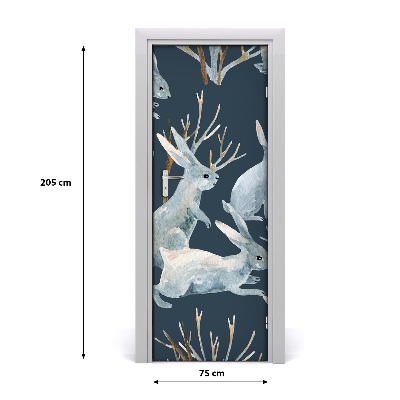 Self-adhesive door sticker The wall of rabbits