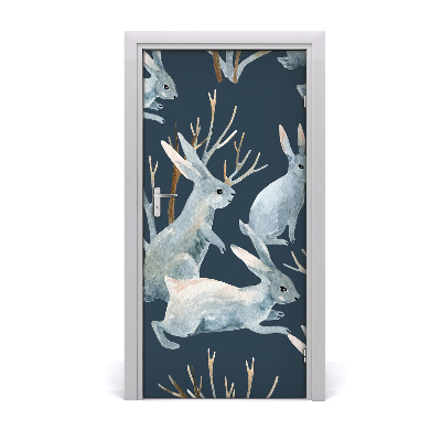 Self-adhesive door sticker The wall of rabbits