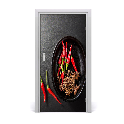 Self-adhesive door sticker Chilli peppers