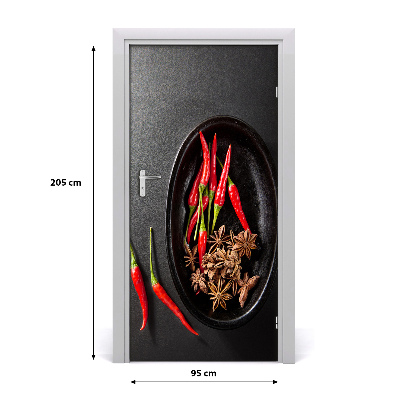 Self-adhesive door sticker Chilli peppers