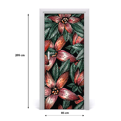 Self-adhesive door veneer Tropical flowers